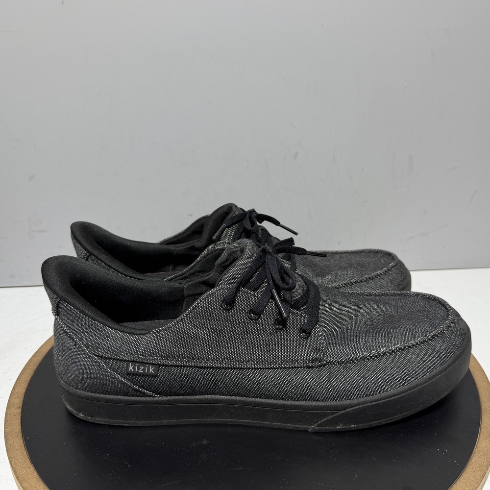 Kizik Shoes Mens Size 14 Wide Gray Canvas Lace Up Sneakers Porto Moc Toe Comfort